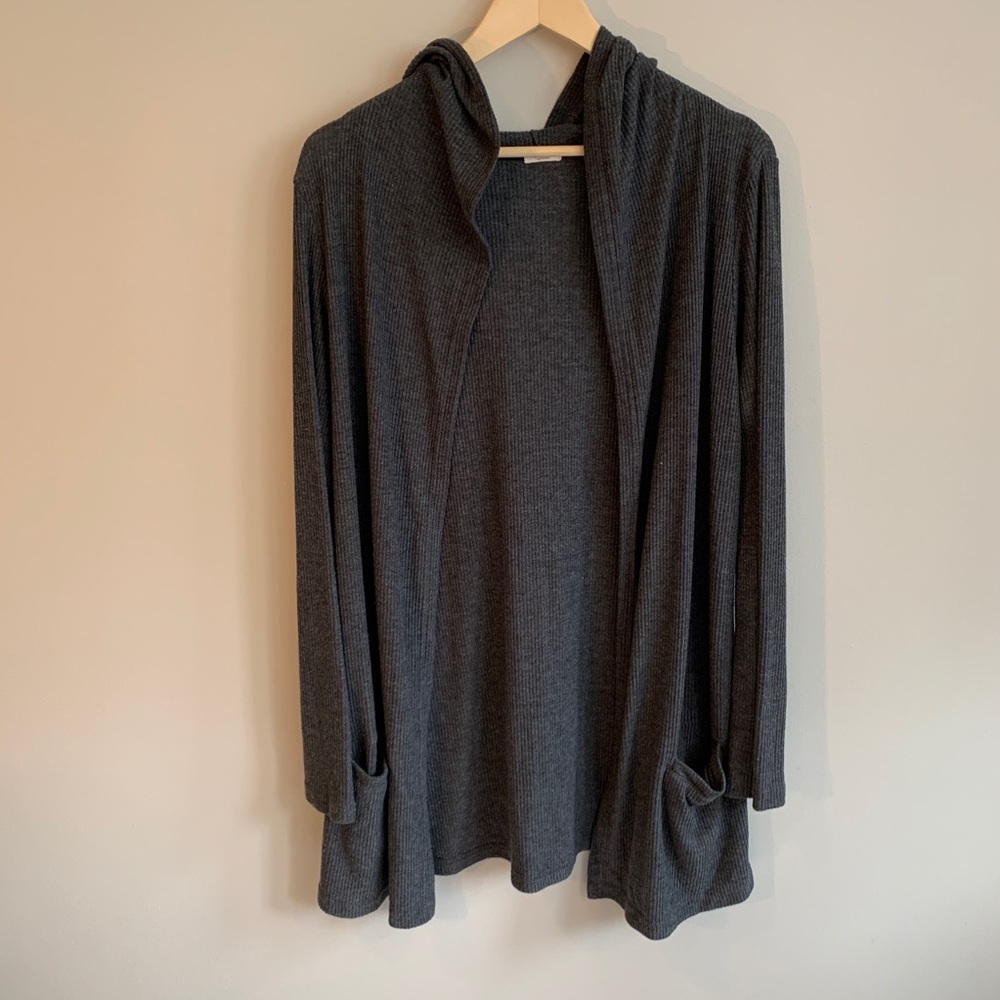 Brandy Melville Ribbed Hooded Cardigan